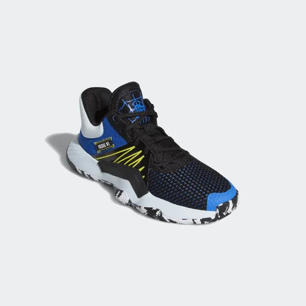Adidas D.O.N. Issue #1 Core Black/Glory Blue/Shock Yellow Grade School Kids& Basketball Shoes - Size: 3.5