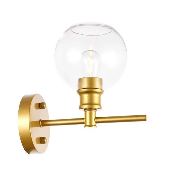 Collins 1-Light Upward Wall Sconce - 9.8/6 - 9.8/6 - Brass/Frosted
