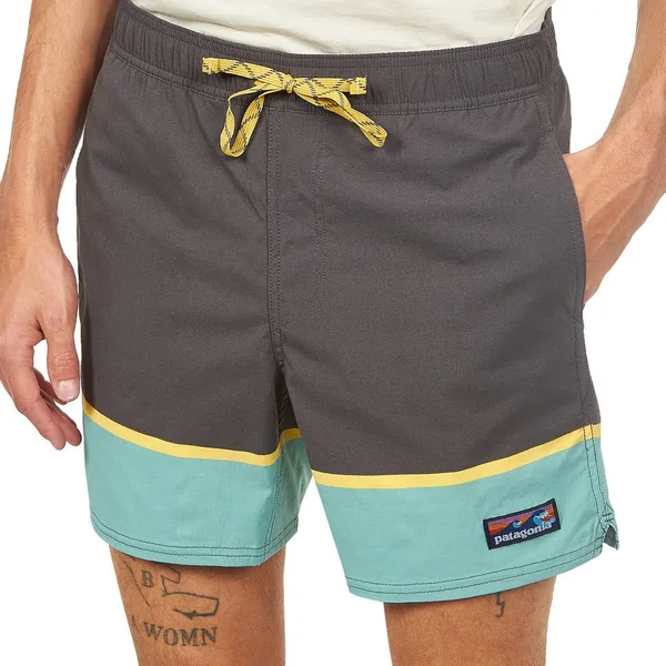 Patagonia Stretch Wavefarer Volley Shorts 16x22 Men's (Bottom Leg Stripe: Forge Grey)