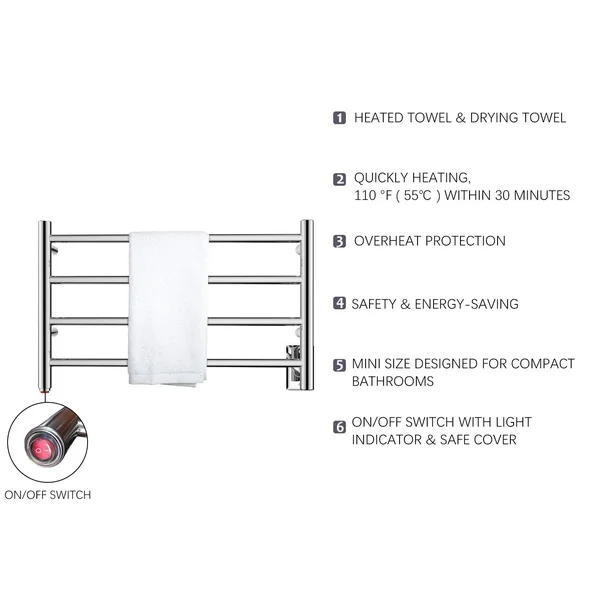 HEATGENE 4 Bar Wall-Mounted Plug-In - Hard-wiring Towel Warmer, Black