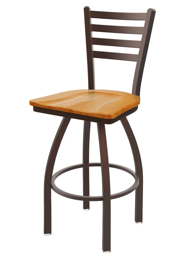 Holland Bar Stool 410 Jackie 25x22 Swivel Counter Stool with Bronze Finish and Medium Oak Seat