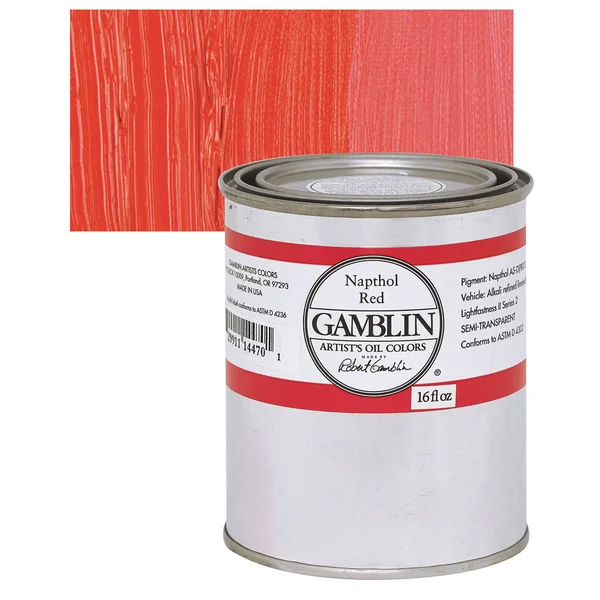 Gamblin Artist&s Oil Color - Naphthol Red, 16 oz Can