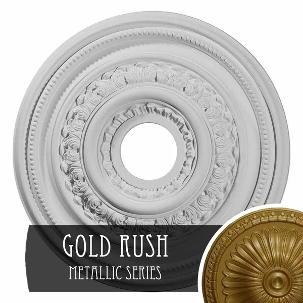 17 5/8x22OD x 3 5/8x22ID x 1 7/8x22P Orleans Ceiling Medallion (Fits Canopies Up to 4 5/8x22) - Hand-Painted Gold