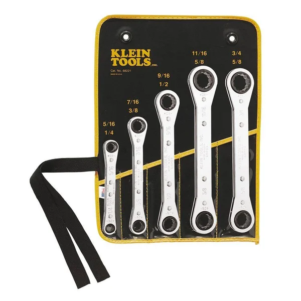 Klein Tools 68221 5 Piece Ratcheting Box Wrench Set