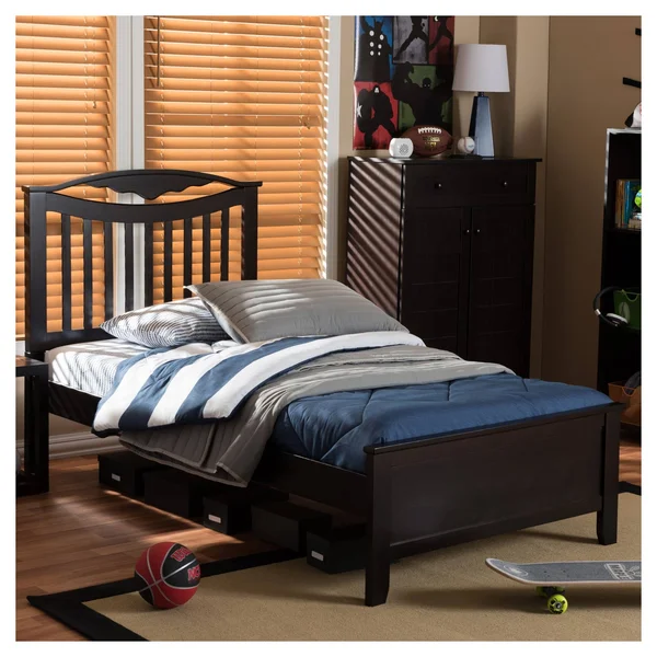 Baxton Studio Seconique Platform Bed, Dark Brown, Twin