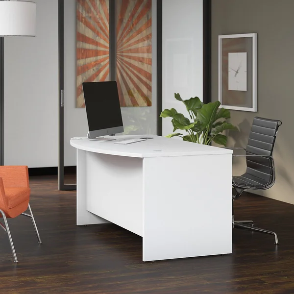 Bush Business Furniture Studio C 60W x 36D Bow Front Desk - White