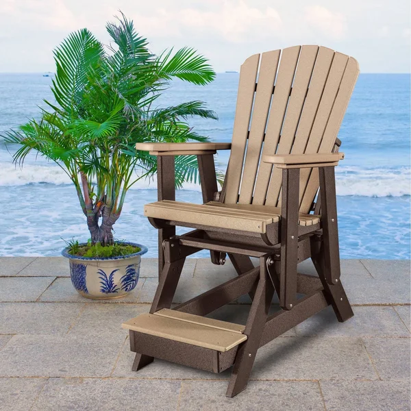 Os Home and Office Model 516CTB Fan Back Balcony Glider Made in The USA- Cedar - Tudor Brown
