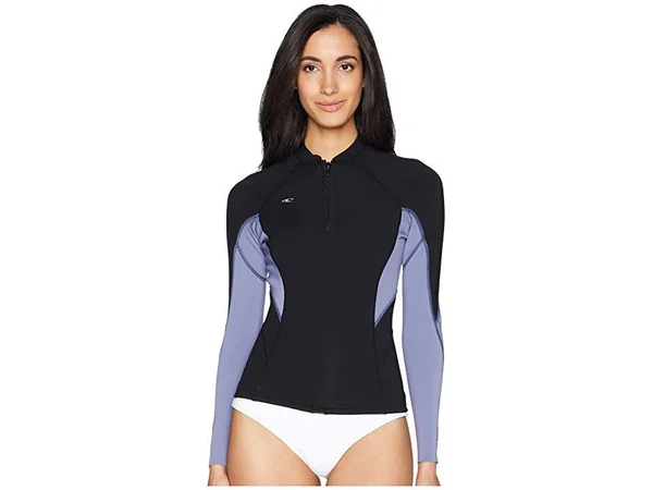 O&Neill Bahia Front-Zip 1mm Jacket - Women's Black/Mist/Black, 4