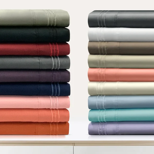 Superior Wrinkle Resistant Emboidered Microfiber Deep Pocket Sheet Set, California King - Burgundy