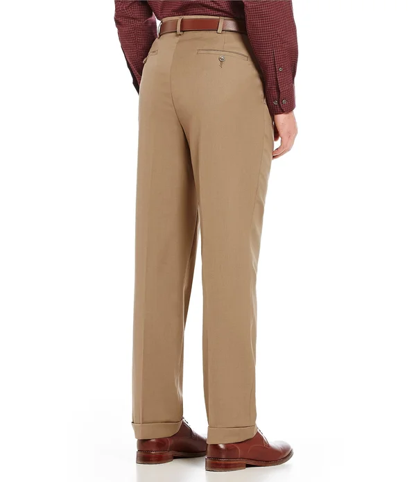 Roundtree Yorke TravelSmart Luxury Gabardine Ultimate Comfort Classic Fit Pleat Front Non-Iron Dress Pants - 40 34