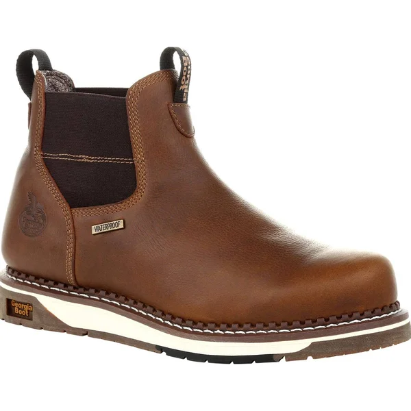 Men's Georgia Boot GB00352 Wedge Waterproof Chelsea Work Boot - Size: 10, Brown