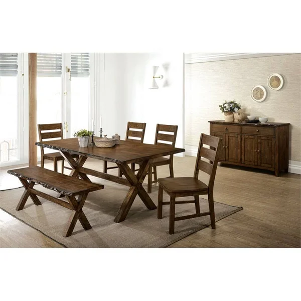 Furniture of America Terra Rustic Dining Table in Walnut