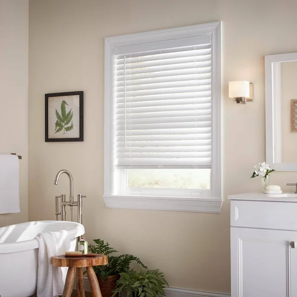 Home Decorators Collection White Cordless Room Darkening 2 in. Faux Wood Blind for Window - 26.5 in. W x 84 in. L