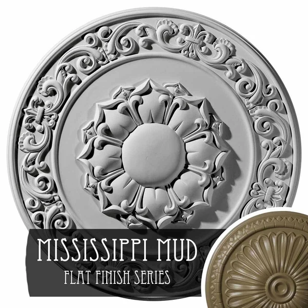 27 3/4x22OD x 2x22P Sydney Ceiling Medallion (Fits Canopies Up to 5 3/4x22), Hand-Painted Mississippi Mud