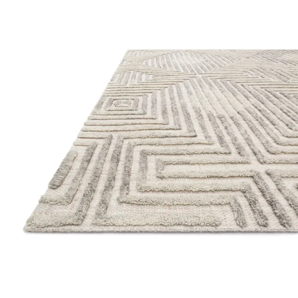 Alexander Home Kanarra Hand-Tufted Diamond Farmhouse Wool Area Rug - 9&3x22 x 13& - Grey - Silver