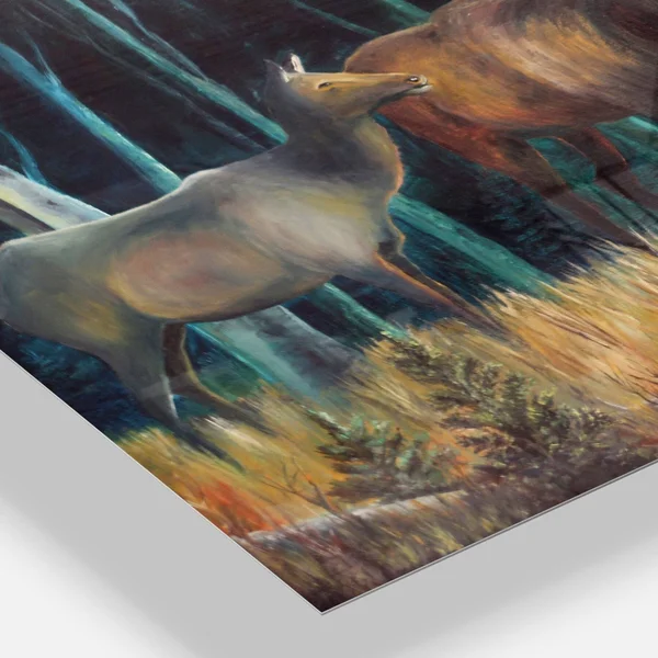 Designart 'Wandering Deer in Forest' Animal Metal Wall Art - 40 in. Wide x 30 in. High - 1 Panel