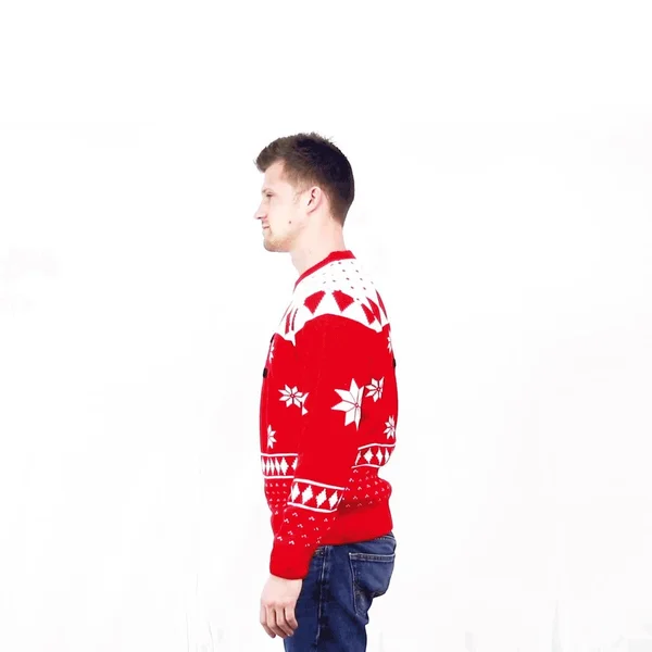 Red 3D Reindeer Moose Ugly Christmas Sweater