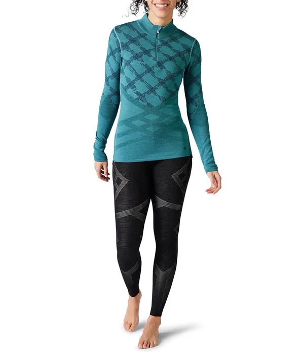 Smartwool Intraknit Merino 200 Pattern 1/4 Zip - Women's Blue Spruce Ski Tracks, Xs
