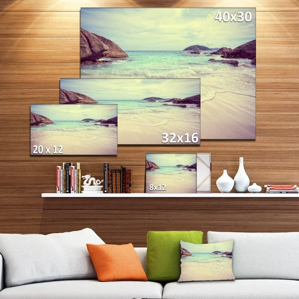 Design Art Vintage Style Seashore Thailand Photographic Print on Wrapped Canvas, White