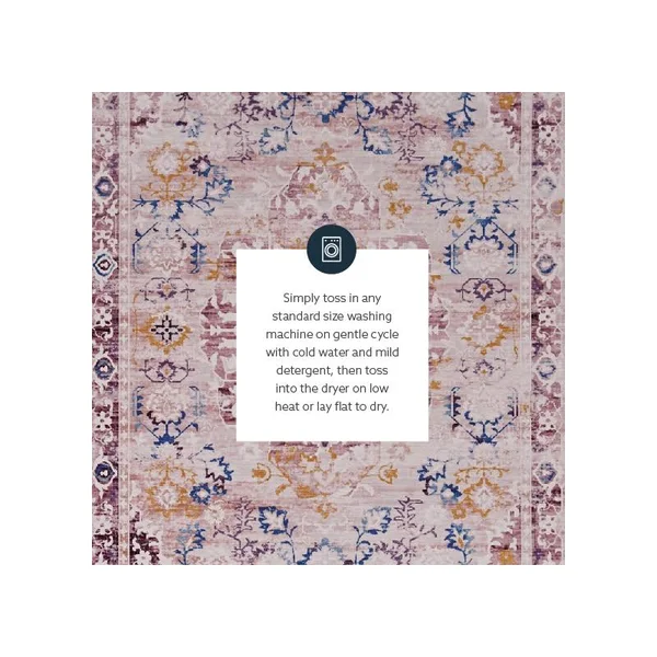 Linon Washable Merit Polyester 2'x8' Rug in Ivory - CYMX2307