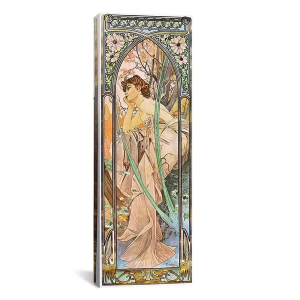 iCanvas Art Alphonse Mucha Evening Reverie - 1899 Canvas Print Wall Art 36 x 12