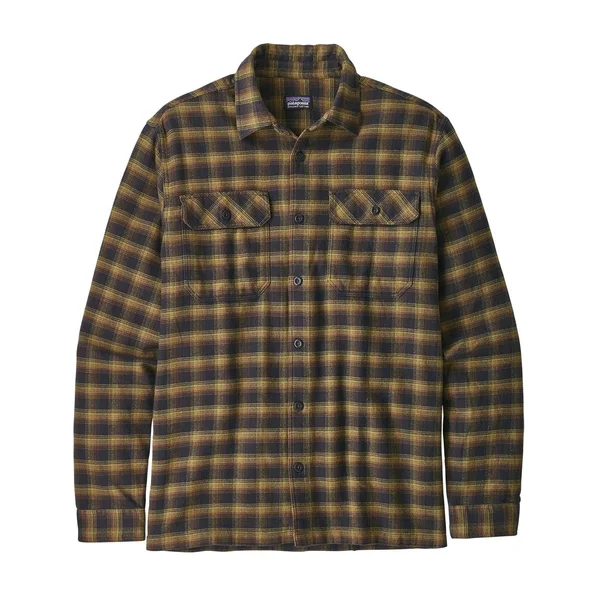 Patagonia Long-Sleeved Fjord Flannel Shirt - Men's XL Ink Black