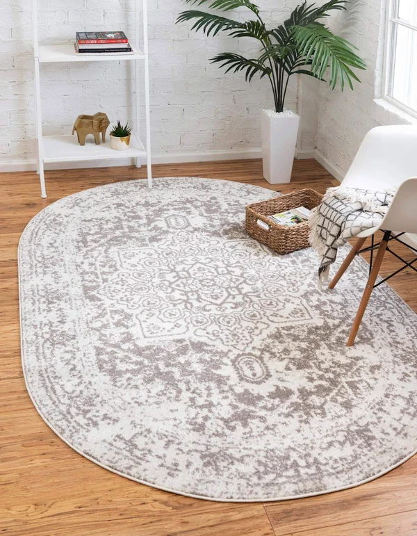 Rugs.com Arlington Collection Rug 8& x 10& Oval White Medium-Pile Rug Perfect