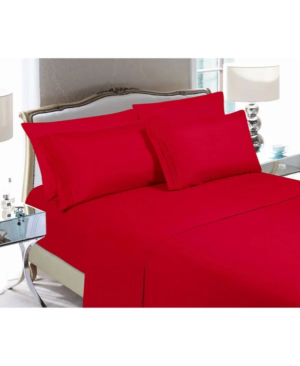 Elegant Comfort Luxury Soft Solid 6 pc. Sheet Set, King - Red