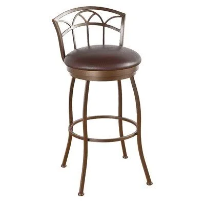 Huges Swivel Bar & Counter Stool Red Barrel Studio Color: Flintrock Gray, Upholstery: Victoria Dark Brown, Seat Height: Bar
