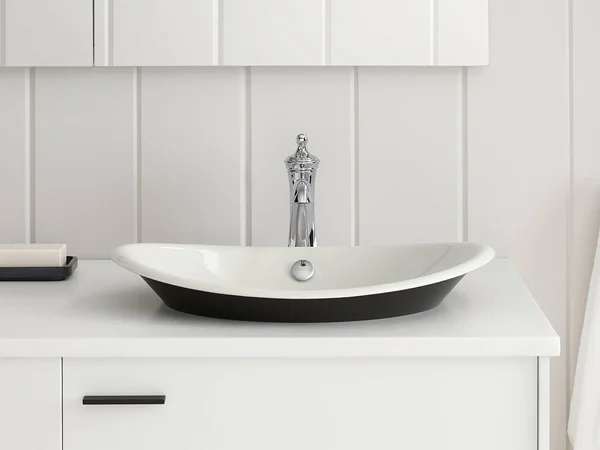 Kohler K-5403-P5-96 Iron Plains Wading Pool Oval Bathroom Sink with Iron Black Painted Underside - Biscuit