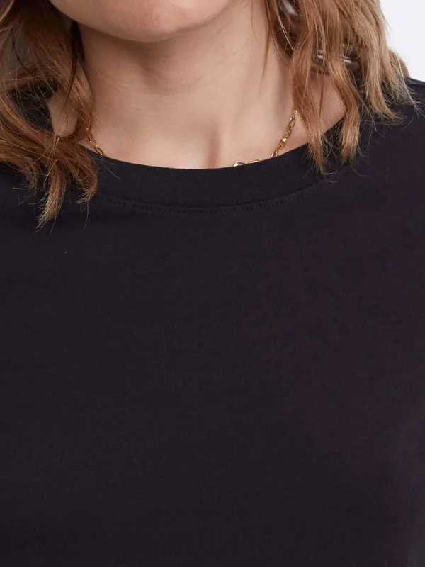 Organic Cotton Long Sleeve Crop Tee Jet Black - M