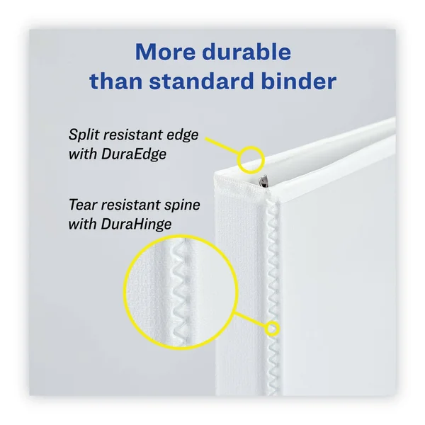 Avery Heavy-Duty Non Stick View Binder with DuraHinge and Slant Rings, 3 Rings, 4x22 Capacity, 11 x 8.5, White, 2/Pack