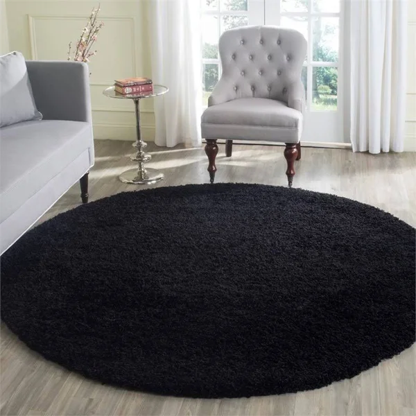 Hawthorne Collection 2&3x22 x 8& Power Loomed Polypropylene Rug in Black