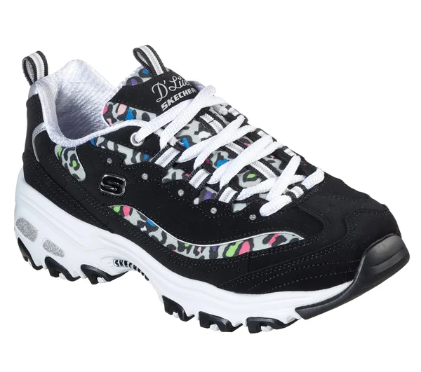 Skechers D&Lites - Safari Landscape Sneakers - Black/Multi, 7.5