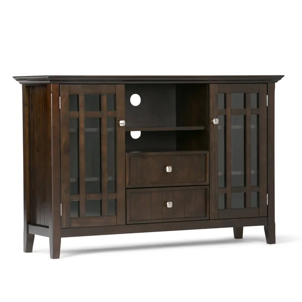 Wyndenhall Freemont Solid Wood 53 inch Wide Rustic TV Media Stand in Dark Tobacco Brown for TVs Up to 55 Inches