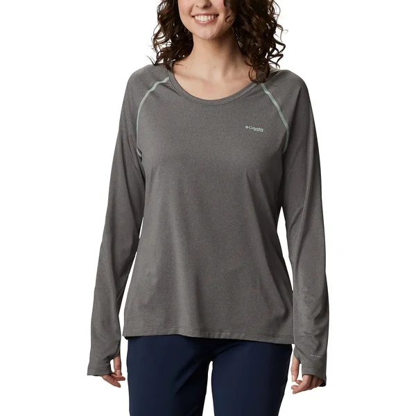Columbia Women's PFG Tamiami Heather Knit Long Sleeve Shirt, XS, Dolphin/White