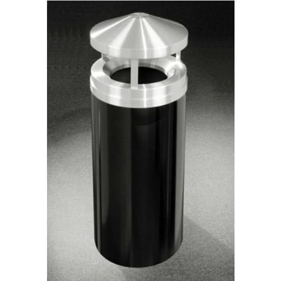Glaro H2001DS-SA Canopy Top Satin Aluminum Cover Waste Receptacle, 33 gal, 20x22 Dia x 42x22 H, Desert Stone