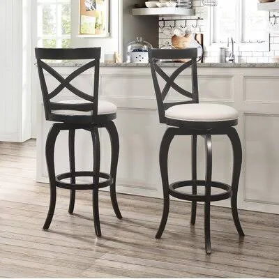 Brumback Swivel Bar & Counter Stool Three Posts Seat Height: Bar Stool (31.25x22 Seat Height) - Base Color: Black