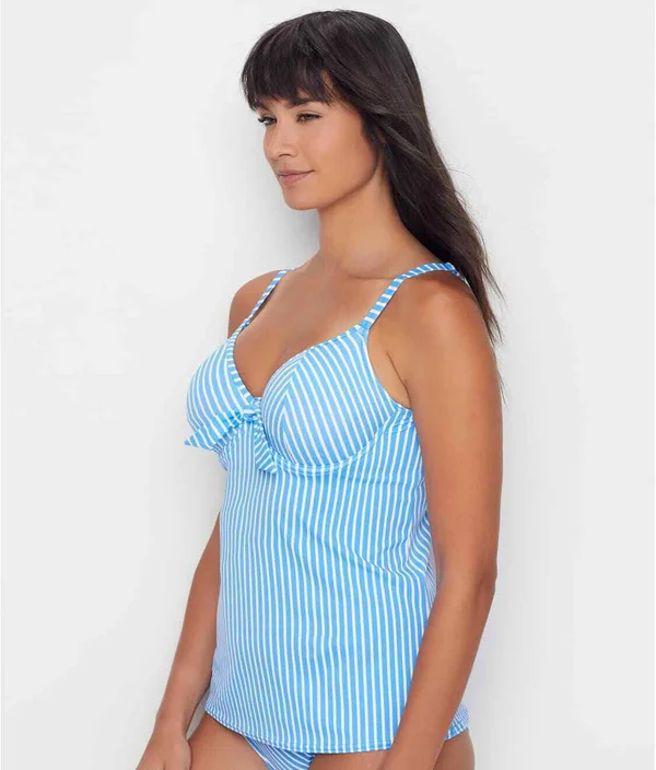 Freya Beach Hut Underwire Non Padded Plunge Tankini Top - Blue Moon