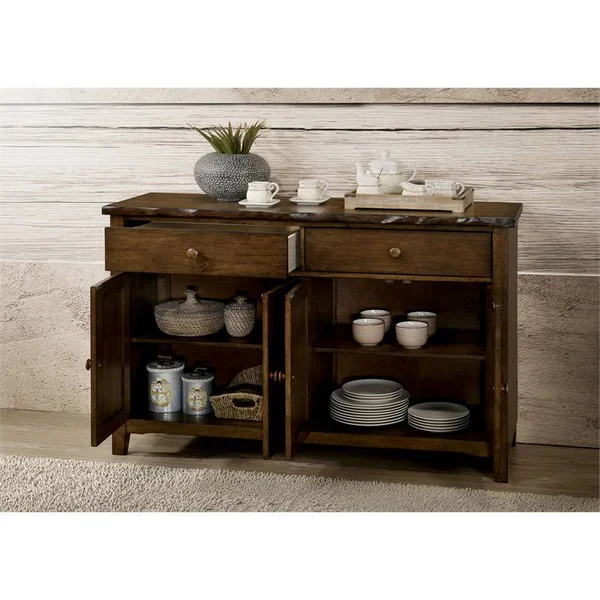 Furniture of America Terra Rustic Wood 2-Drawer Server in Walnut