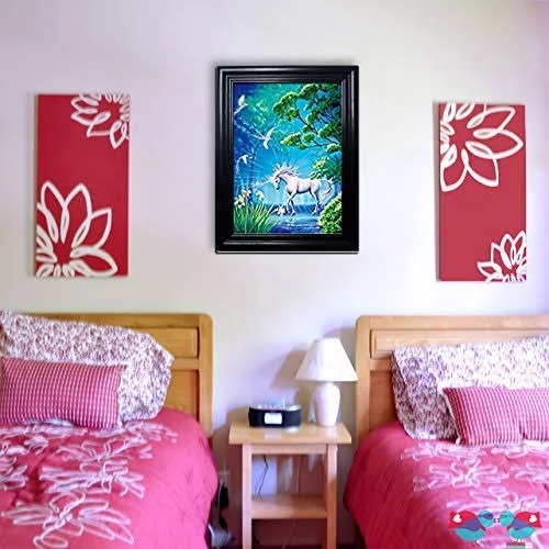 Those Flipping Pictures Unicorns Framed Wall Art-Lenticular Technology Causes The Artwork to Flip-Multiple Pictures in ONE-Holog