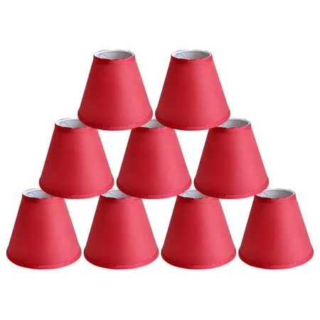 Urbanest Satin Chandelier Lamp Shade, 3x6x5 inch, Burgundy, Set of 9, Red