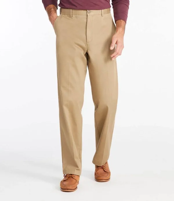 Men's Wrinkle-Free Double L Chinos - Natural Fit Hidden Comfort Plain Front Brown 35x34, L.L.Bean