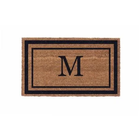 Cocomatsnmore Monogram (G) Vinyl Backed Black Classic Border Doormats 38 inch x 60 inch, Beige