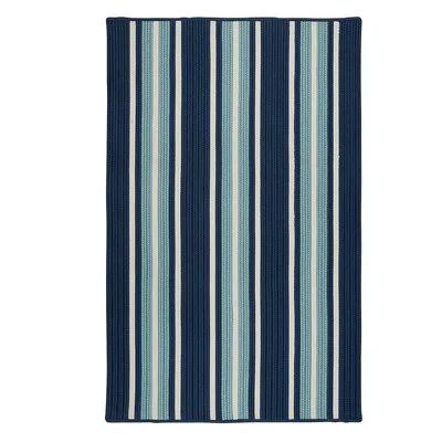 Breakwater Bay Madalynn Stripe Shoreline Hand-Braided Blue Indoor/Outdoor Area Rug - Size: Rectangle 7' x 9'