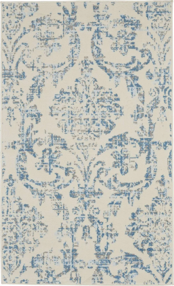 Nourison Jubilant JUB09 Area Rug - Ivory Blue, 7& x 10&