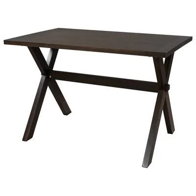 Farmhouse Rustic Wood Kitchen Dining Table with X-Shape Legs - Brown Gracie Oaks Table Top Color: Dark Brown, Table Base Color: B