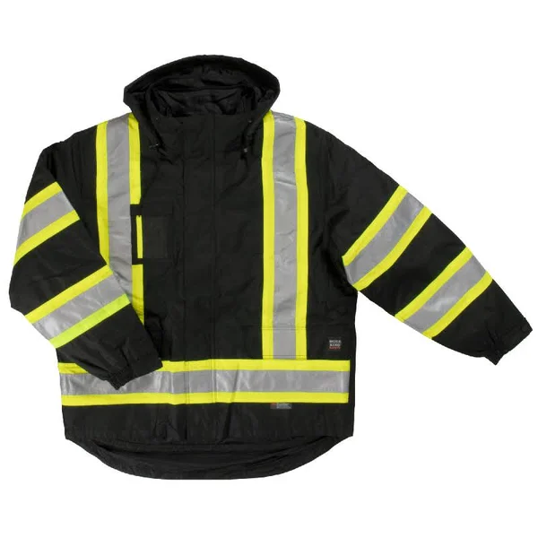 Safety Insulated 5-in-1 Parka, 2XL, Black Work King S42621