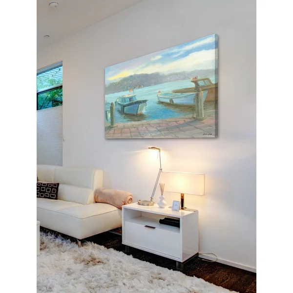 Marmont Hill Morning Dockside Painting Print on Wrapped Canvas - 36x22x24x22