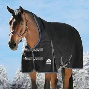 SmartPak Ultimate High Neck Turnout Blanket - 81 - Heavy (360g) - Black w/ Grey Trim & Royal PIPING
